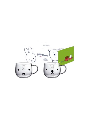 [에지리x미피] 내열유리 라운드 머그 컵 100ml, 2개, MIFFY+BORIS