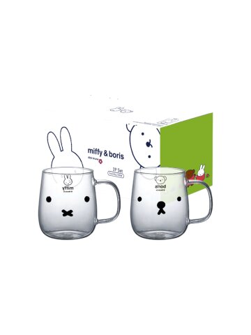 [에지리x미피] 내열유리 라운드 머그 컵 500ml, 2개, MIFFY+BORIS