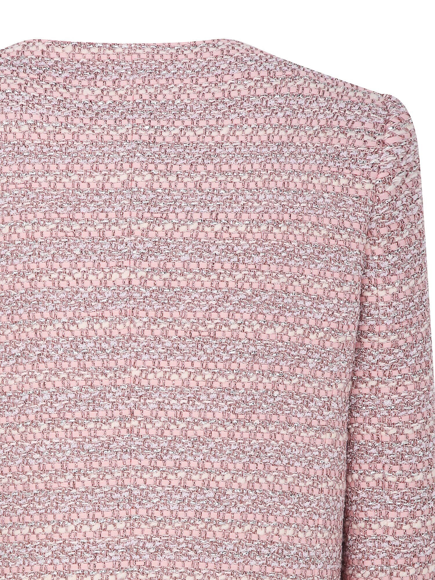 글리터 트위드 원버튼 크롭 재킷 (LIGHT PINK)