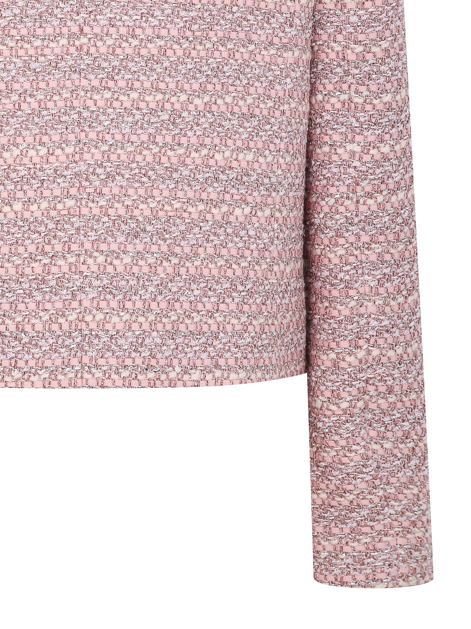 글리터 트위드 원버튼 크롭 재킷 (LIGHT PINK)