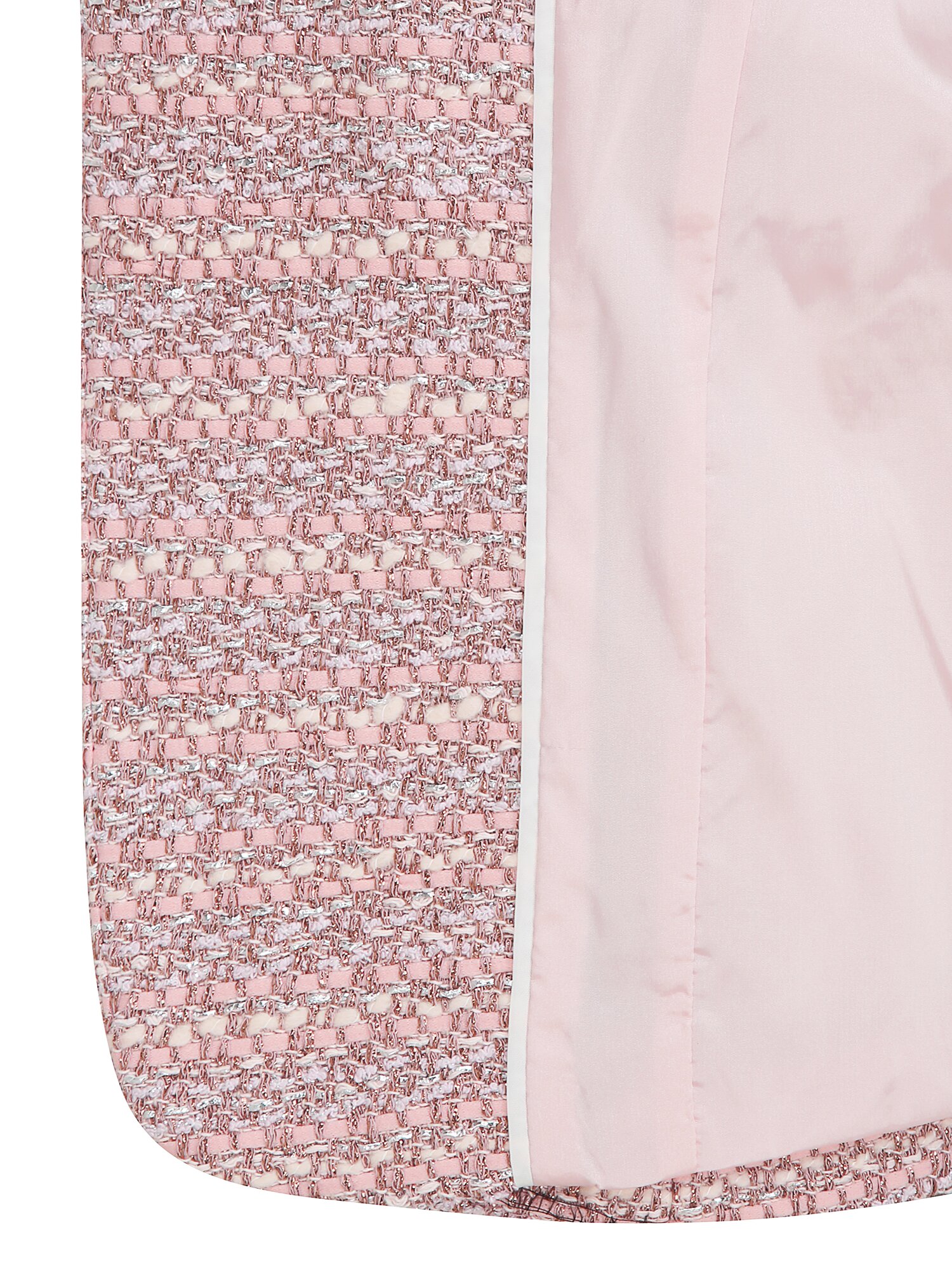 글리터 트위드 원버튼 크롭 재킷 (LIGHT PINK)