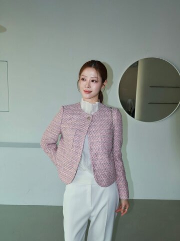 글리터 트위드 원버튼 크롭 재킷 