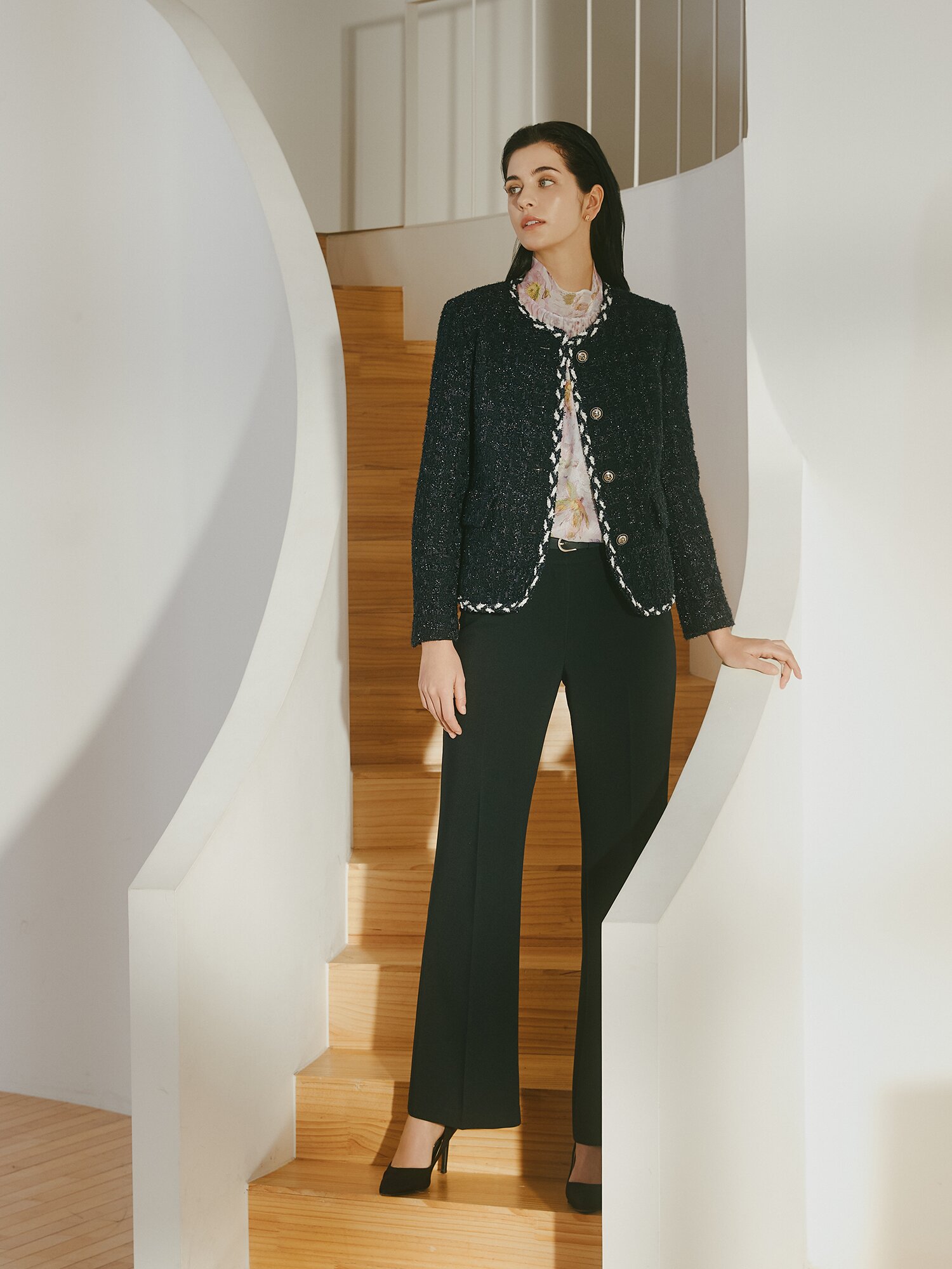 벨티드 슬림 부츠컷 팬츠 (DARK NAVY)