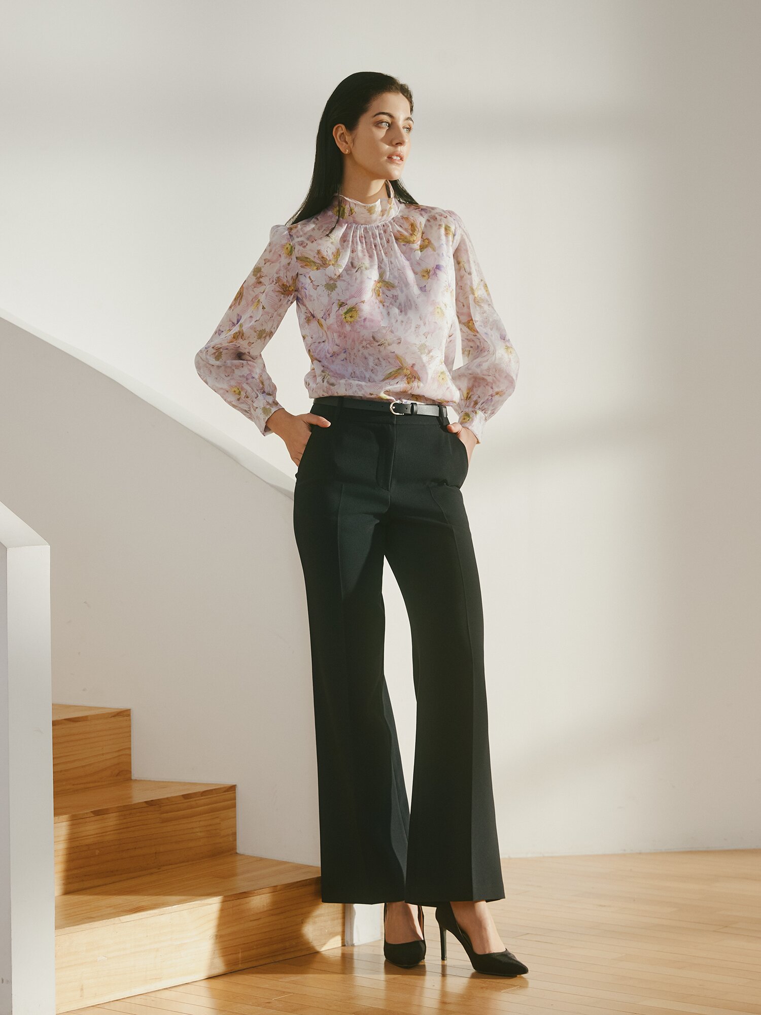 벨티드 슬림 부츠컷 팬츠 (DARK NAVY)