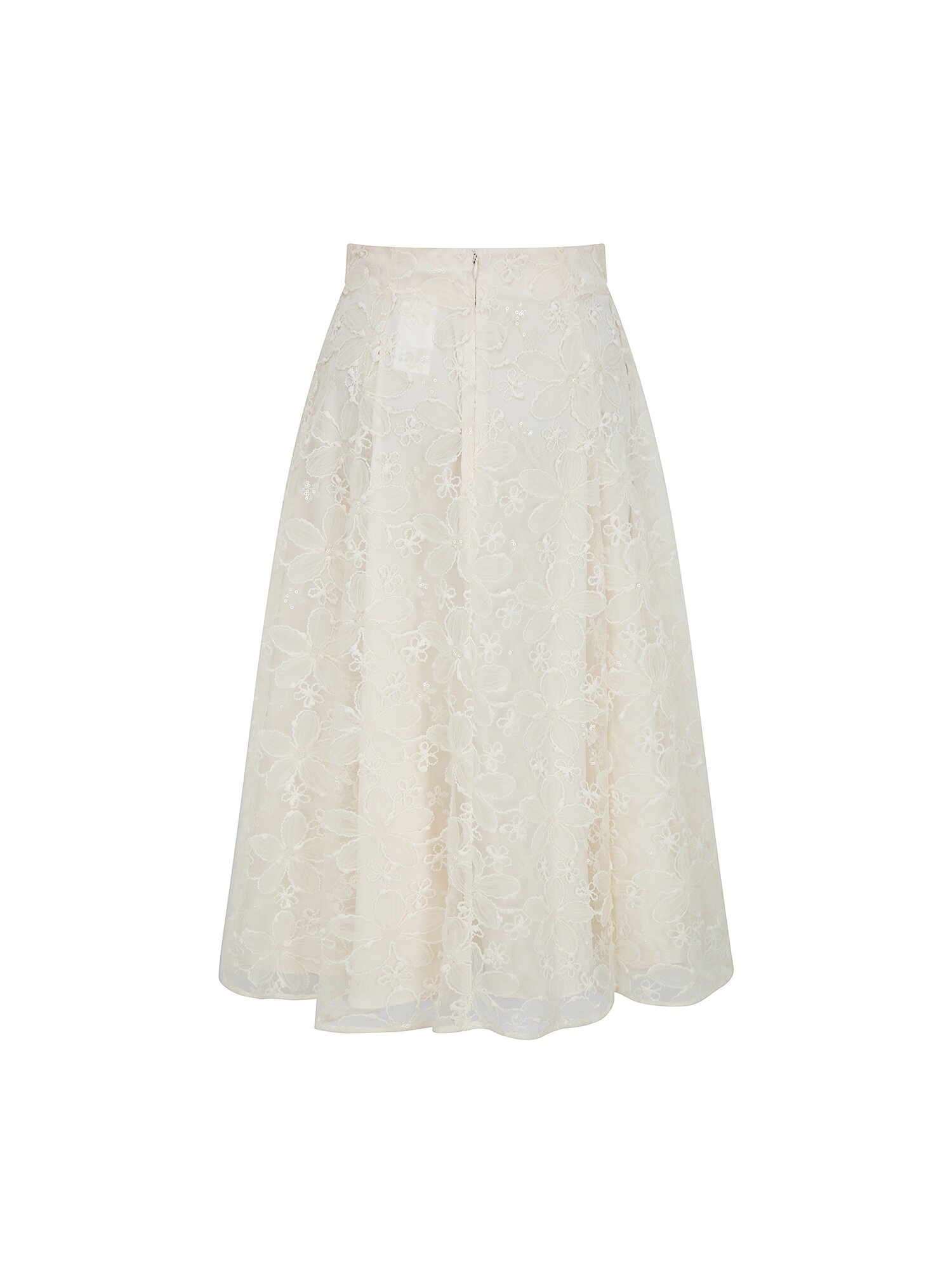 플라워 자수 플레어 스커트 (CREAM)