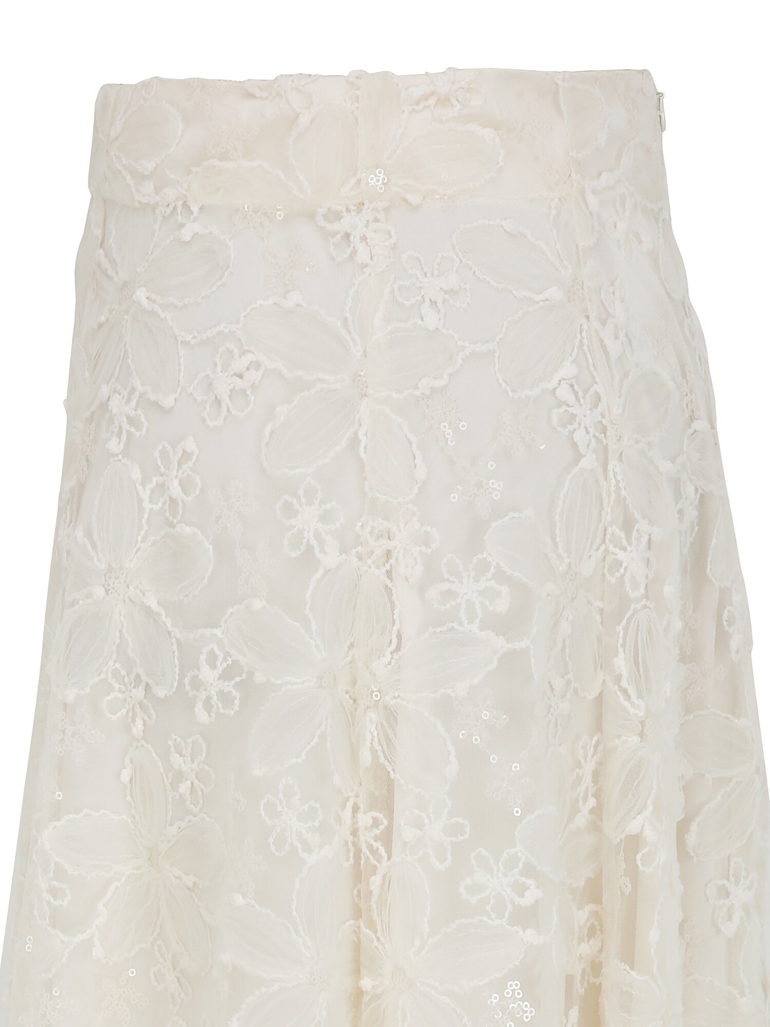 플라워 자수 플레어 스커트 (CREAM)