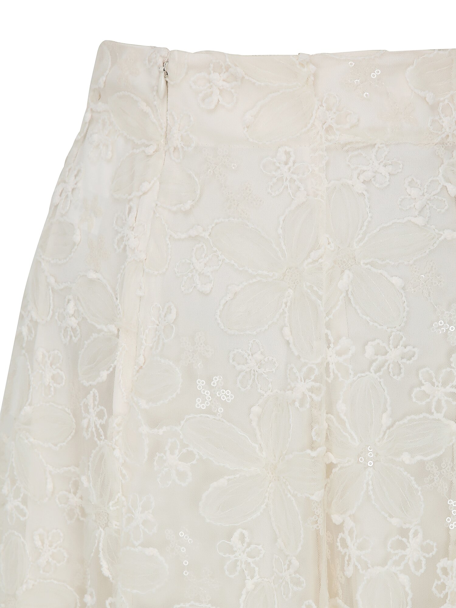 플라워 자수 플레어 스커트 (CREAM)