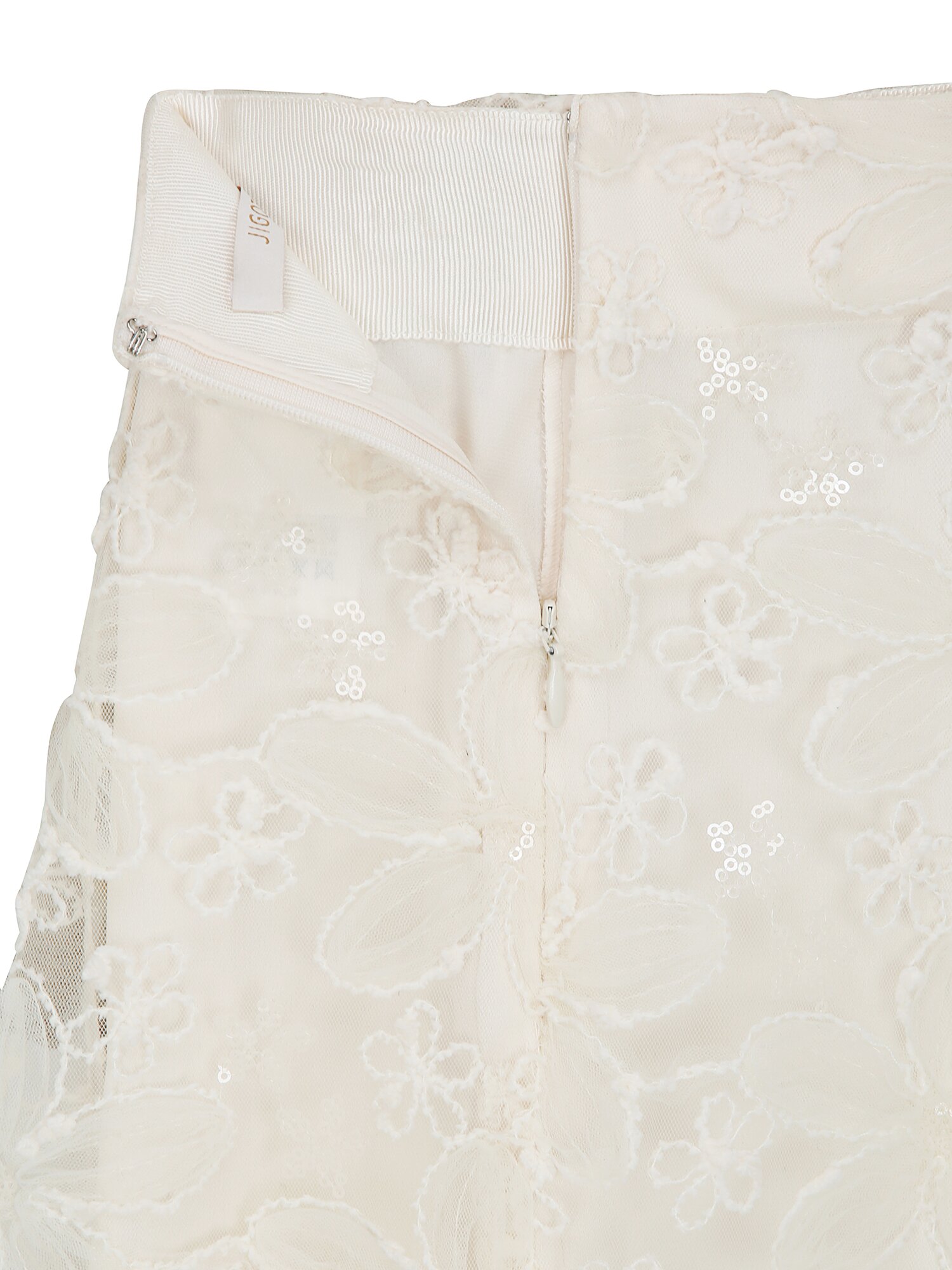 플라워 자수 플레어 스커트 (CREAM)
