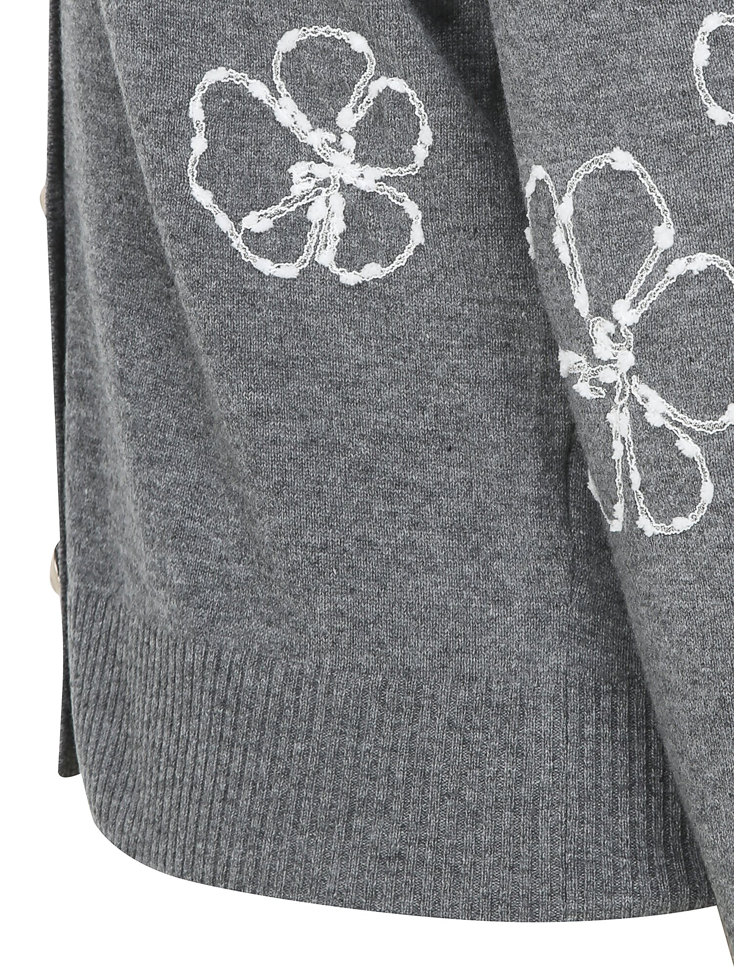 울 플라워 자수 브이넥 가디건 (MELANGE GREY)