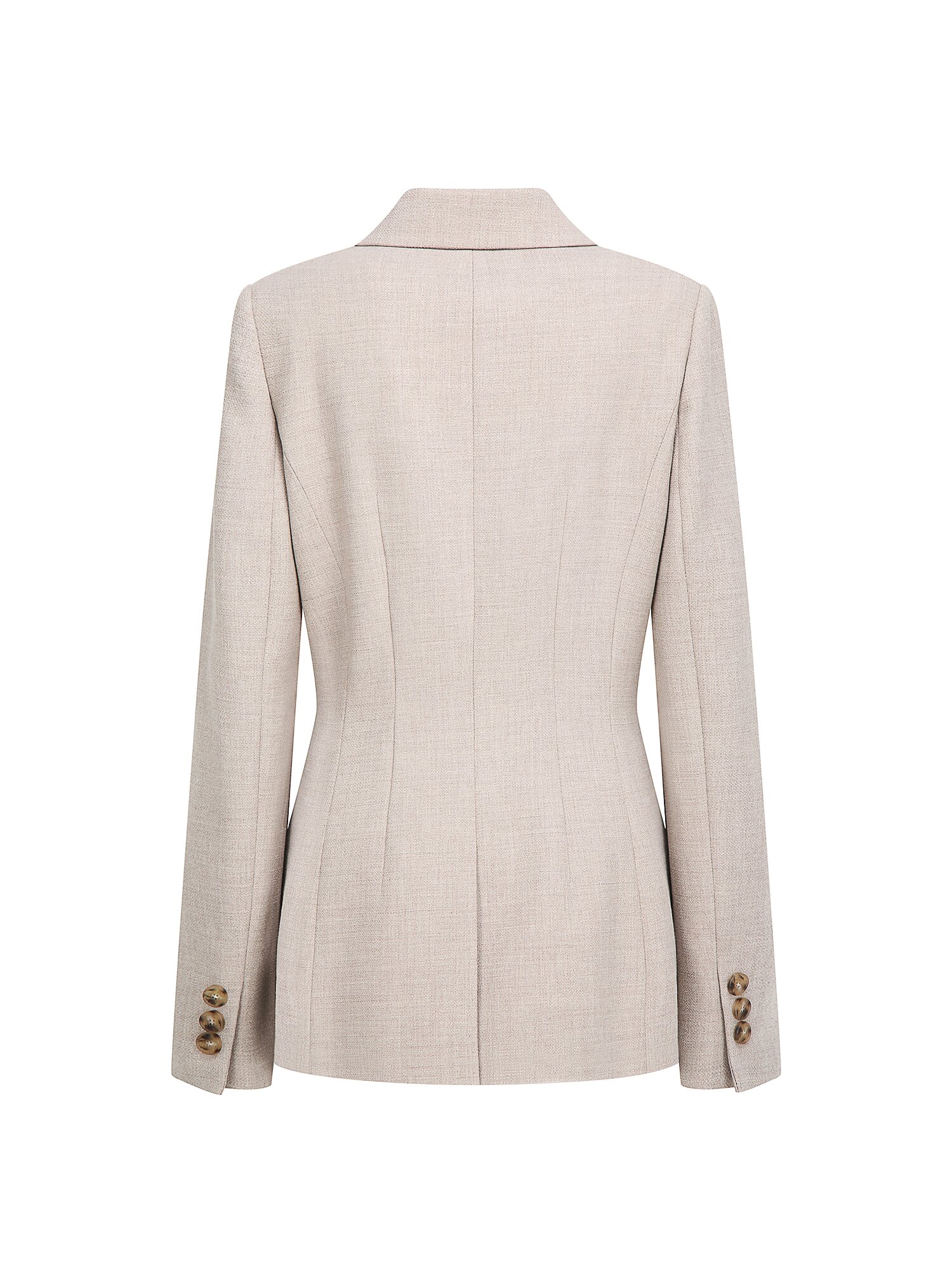 울 피크드 라펠 더블 재킷 (MELANGE BEIGE)