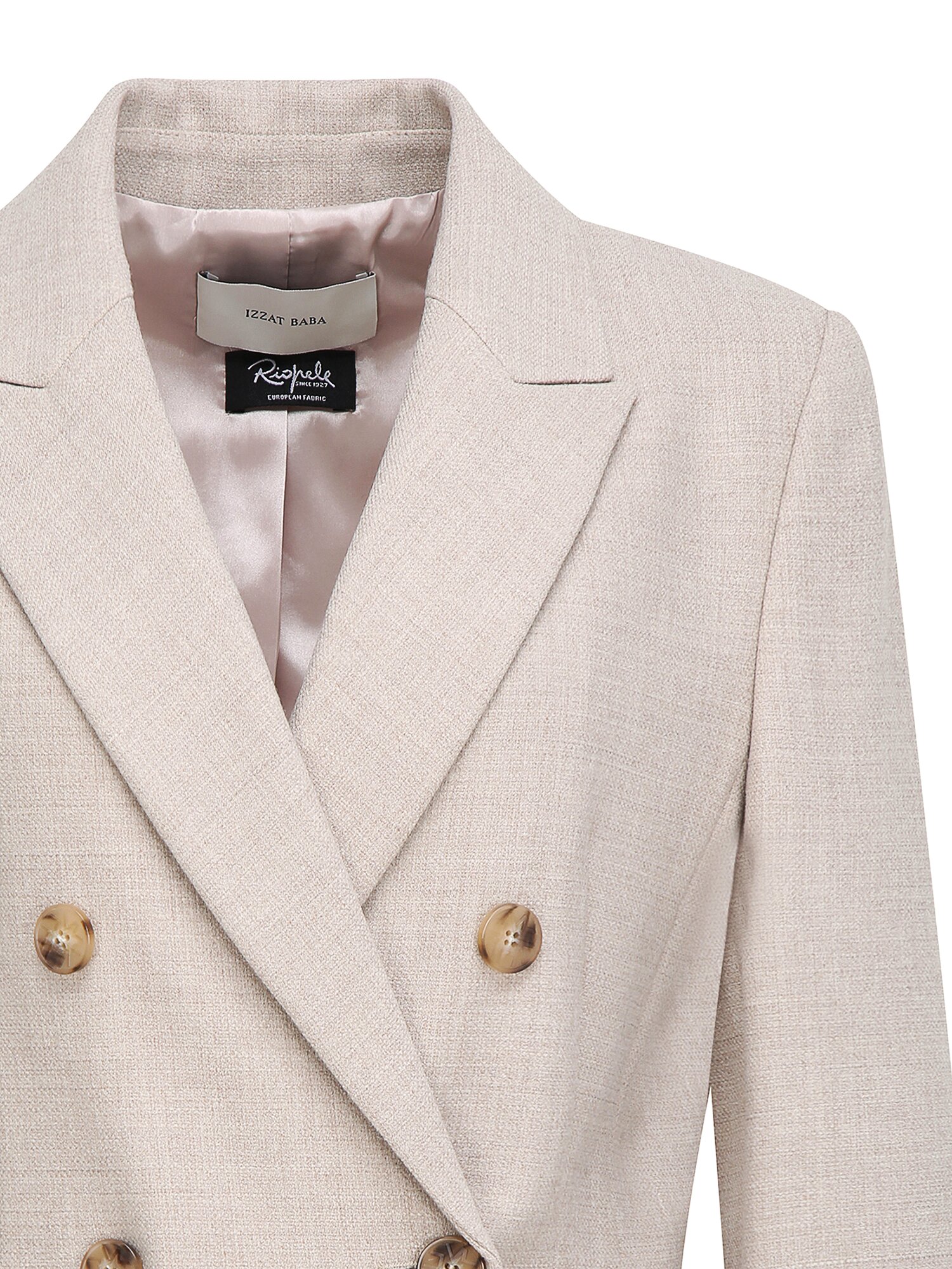 울 피크드 라펠 더블 재킷 (MELANGE BEIGE)