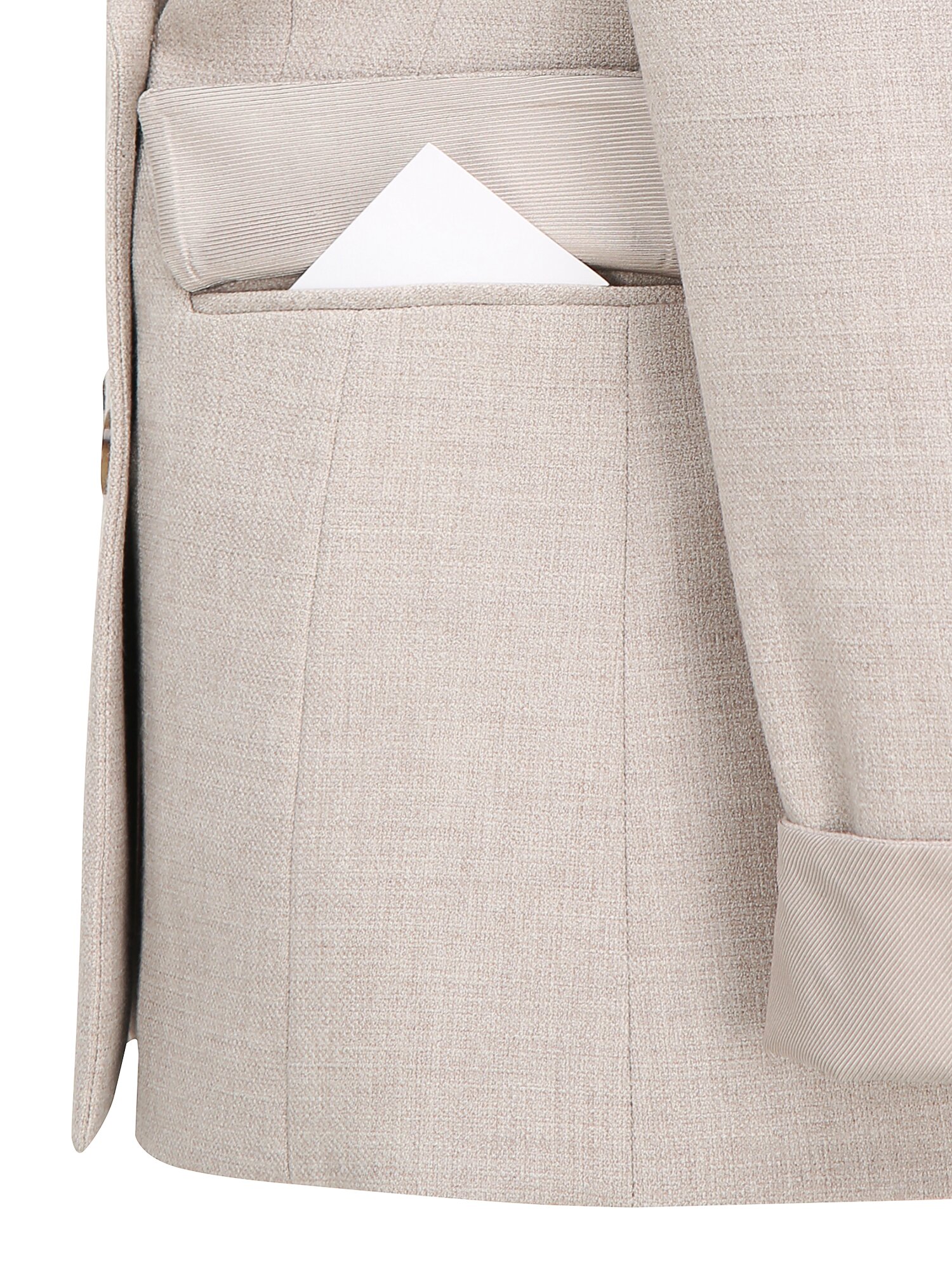 울 피크드 라펠 더블 재킷 (MELANGE BEIGE)