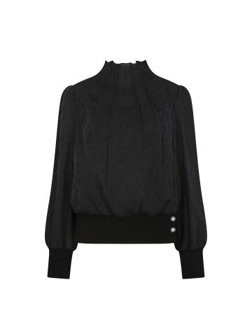 턱 디테일 하이넥 블라우스 