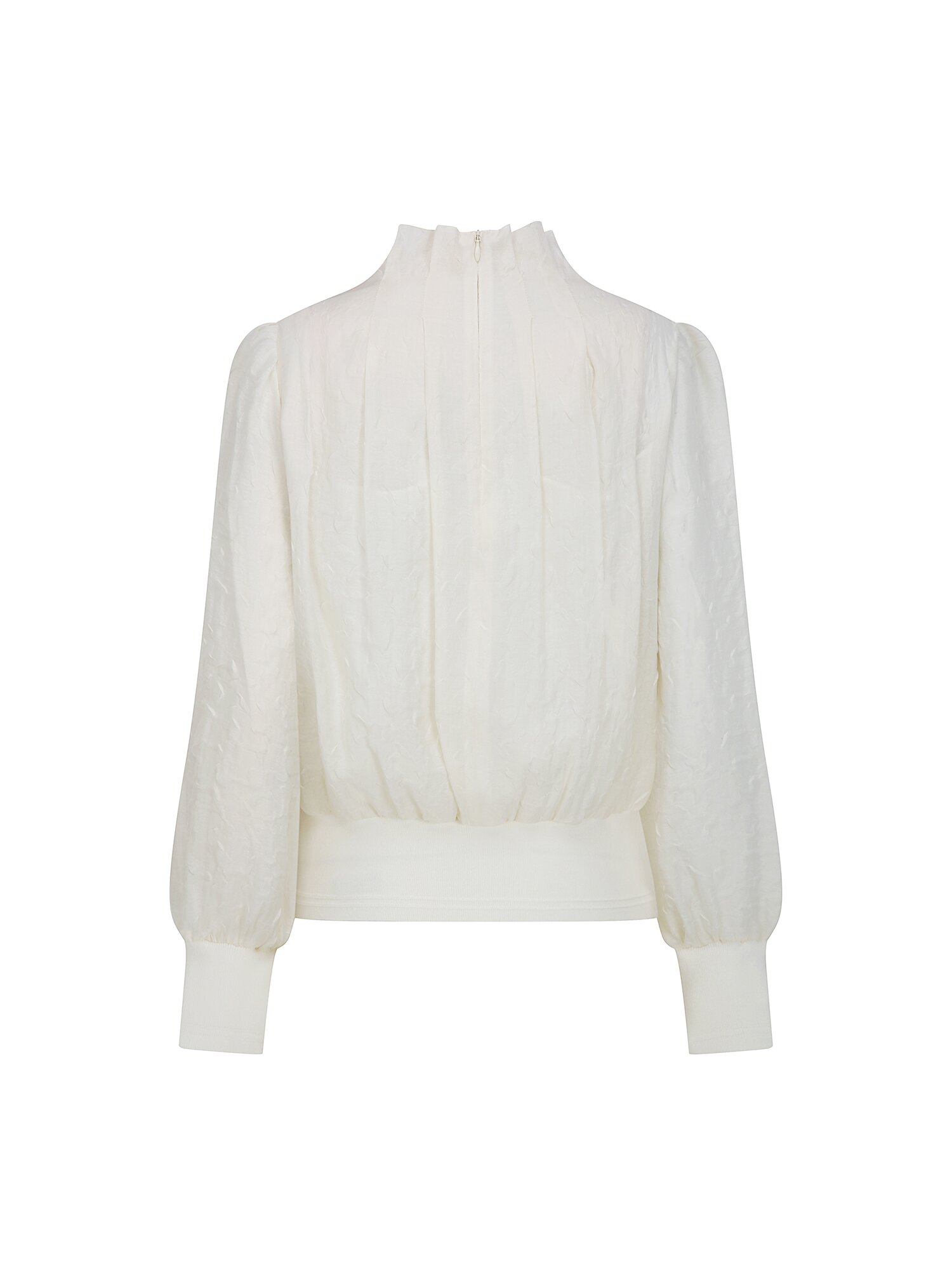 턱 디테일 하이넥 블라우스 (CREAM)