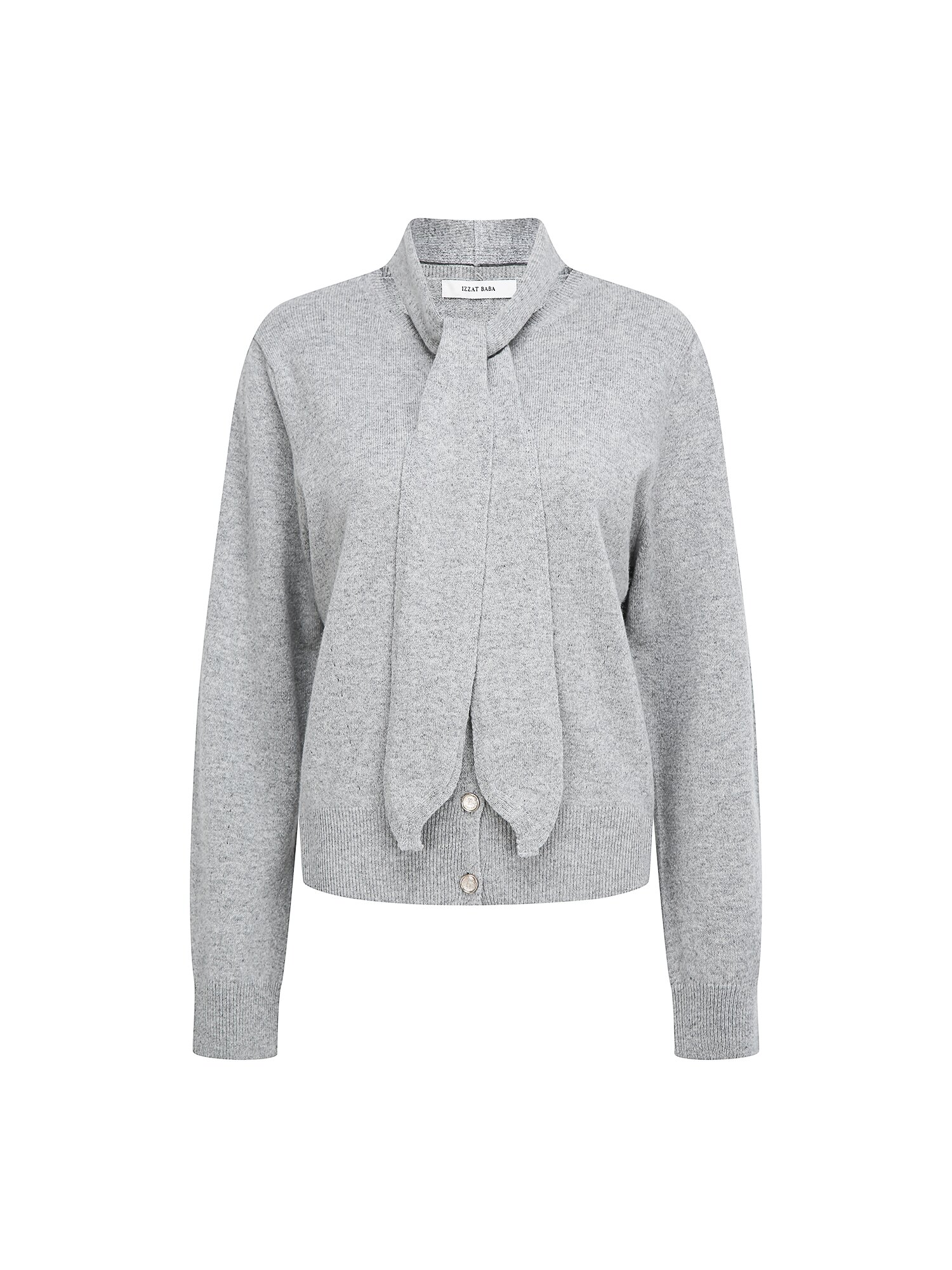 캐시미어 타이 라운드넥 가디건 (GREY)