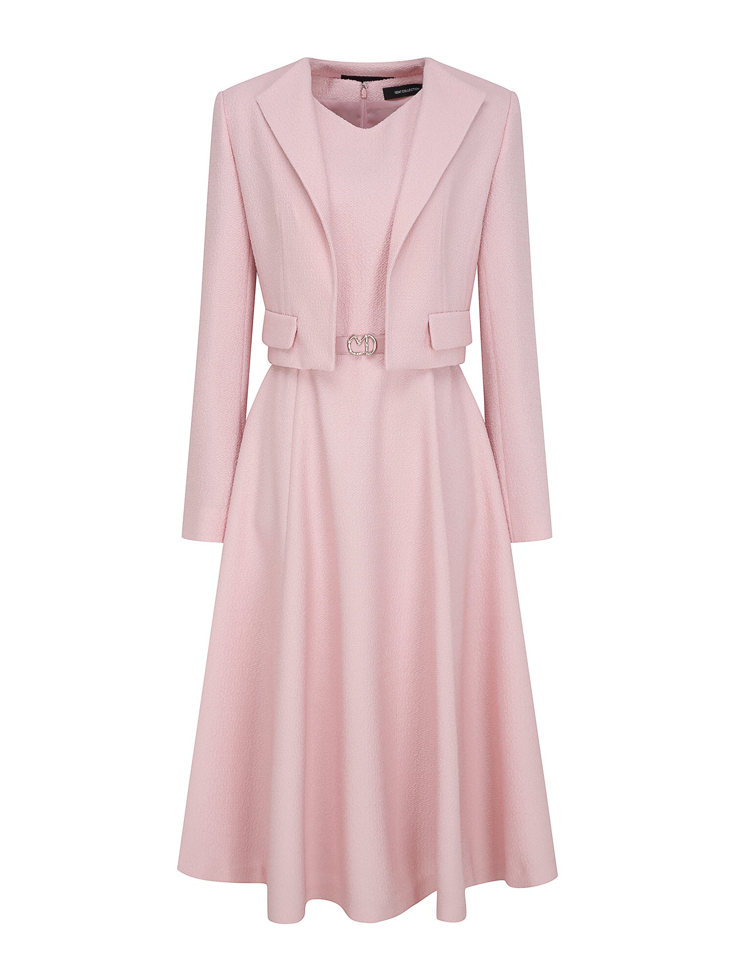 트위드 플레어 원피스 +재킷 세트 (PINK)