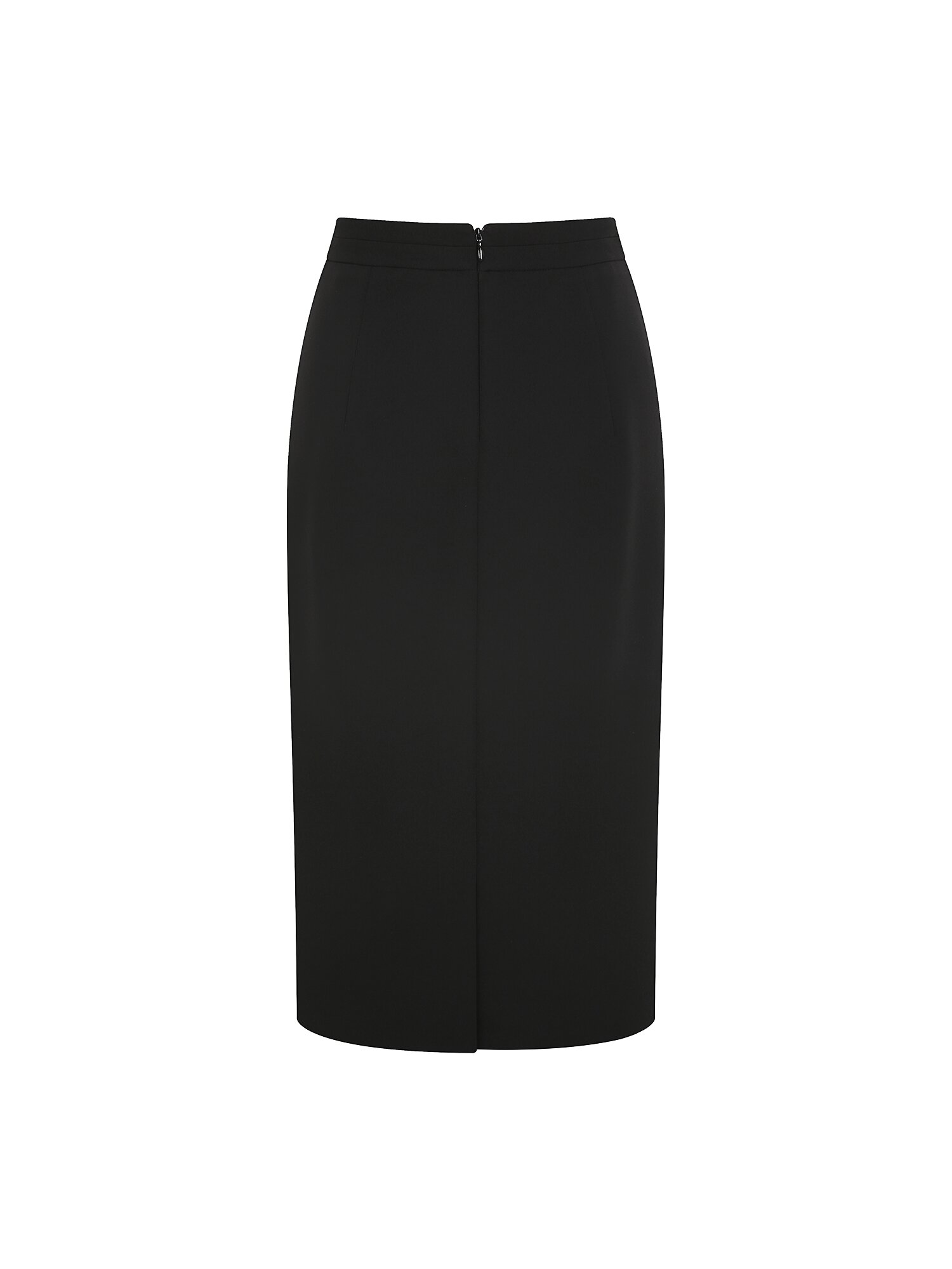 메탈 장식 슬릿 H라인 스커트 (BLACK)