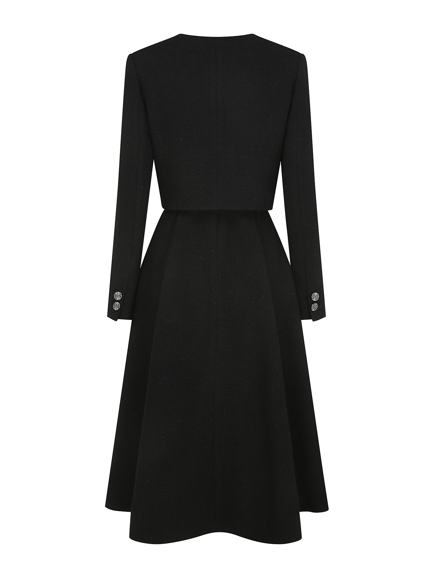 트위드 플레어 원피스 +재킷 세트 (BLACK)