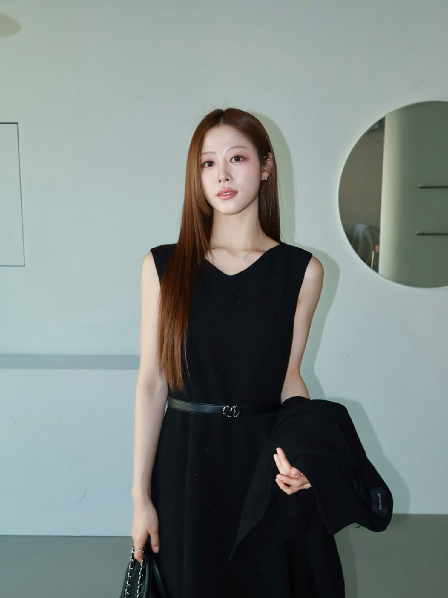 트위드 플레어 원피스 +재킷 세트 (BLACK)