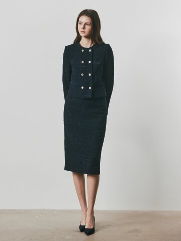 트위드 백 슬릿 H라인 스커트 