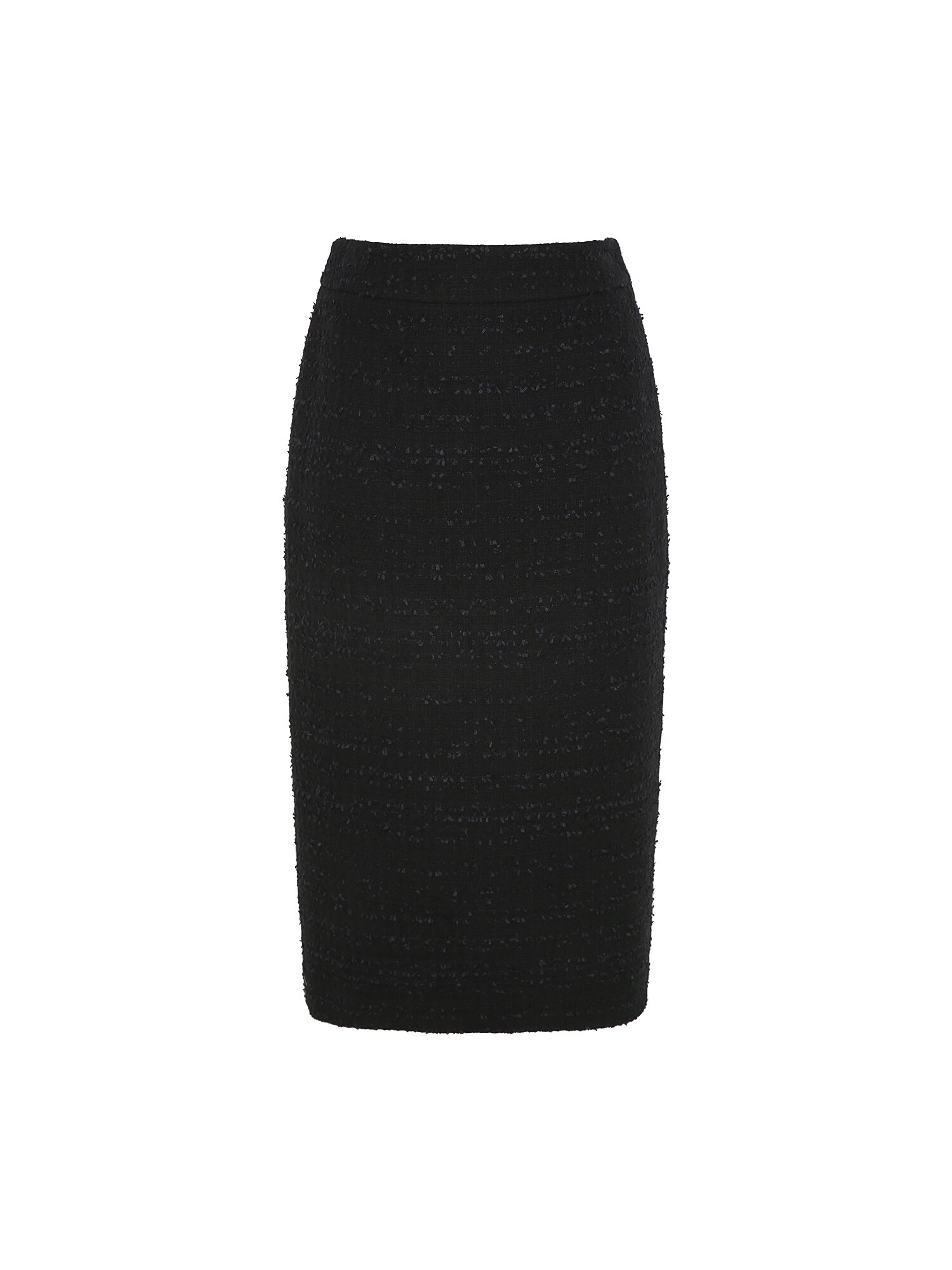 트위드 백 슬릿 H라인 스커트 (BLACK)