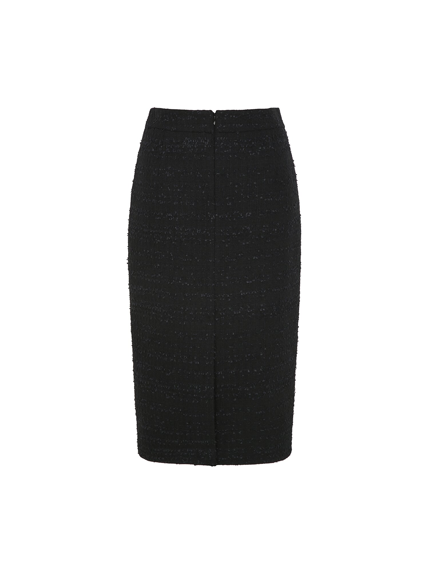 트위드 백 슬릿 H라인 스커트 (BLACK)