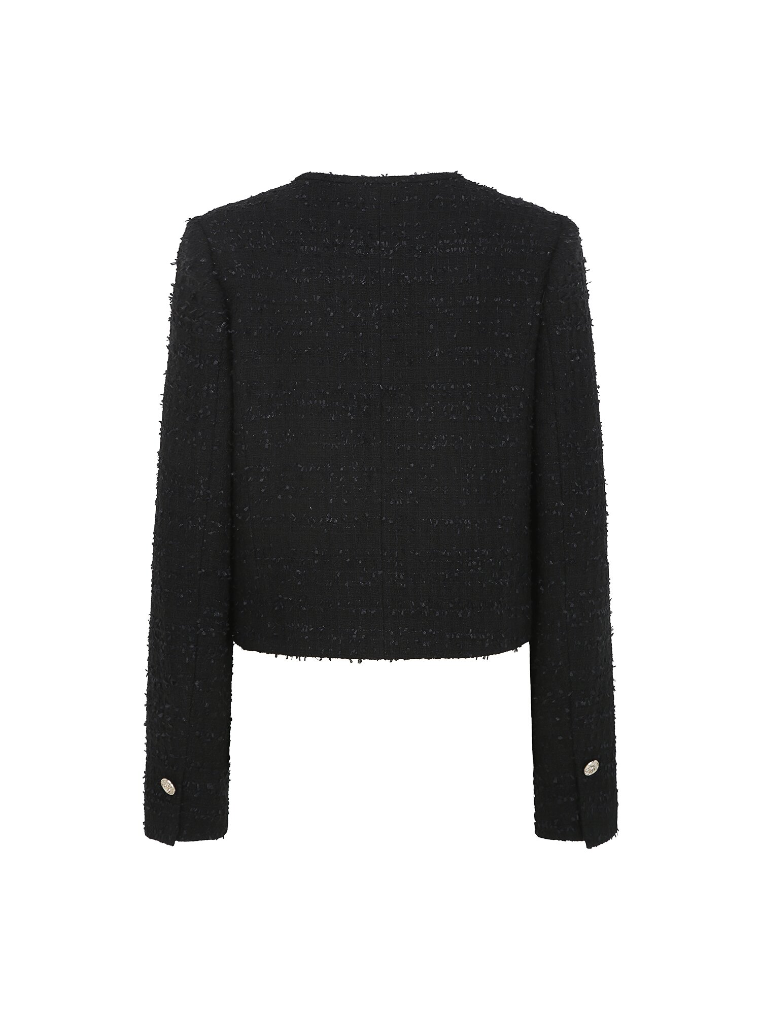 트위드 라운드넥 더블 크롭 재킷 (BLACK)