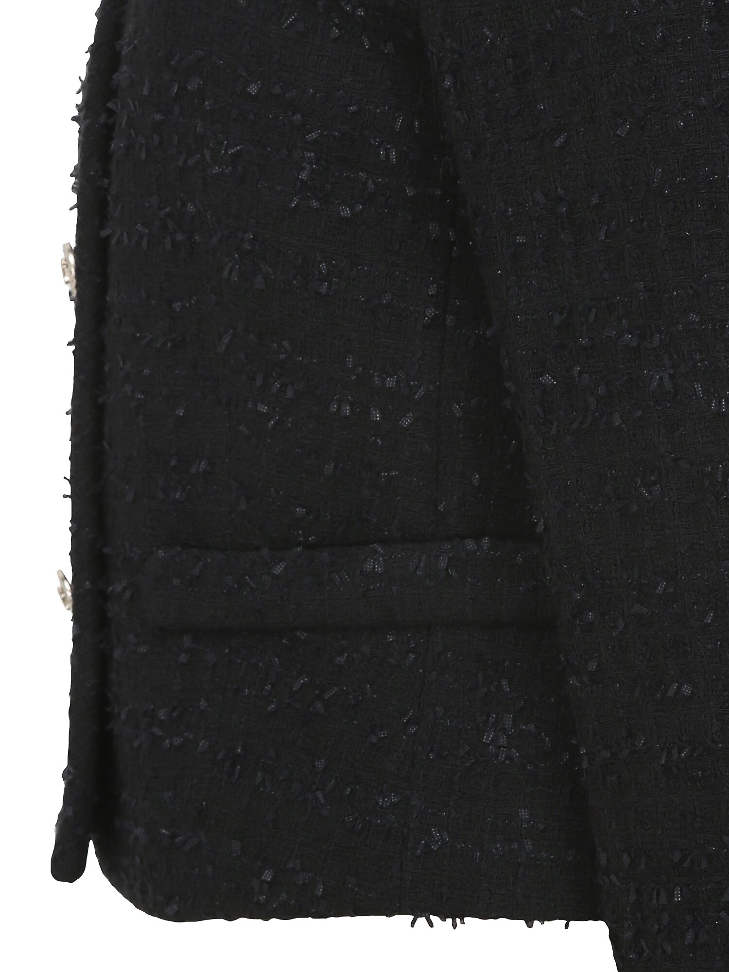 트위드 라운드넥 더블 크롭 재킷 (BLACK)