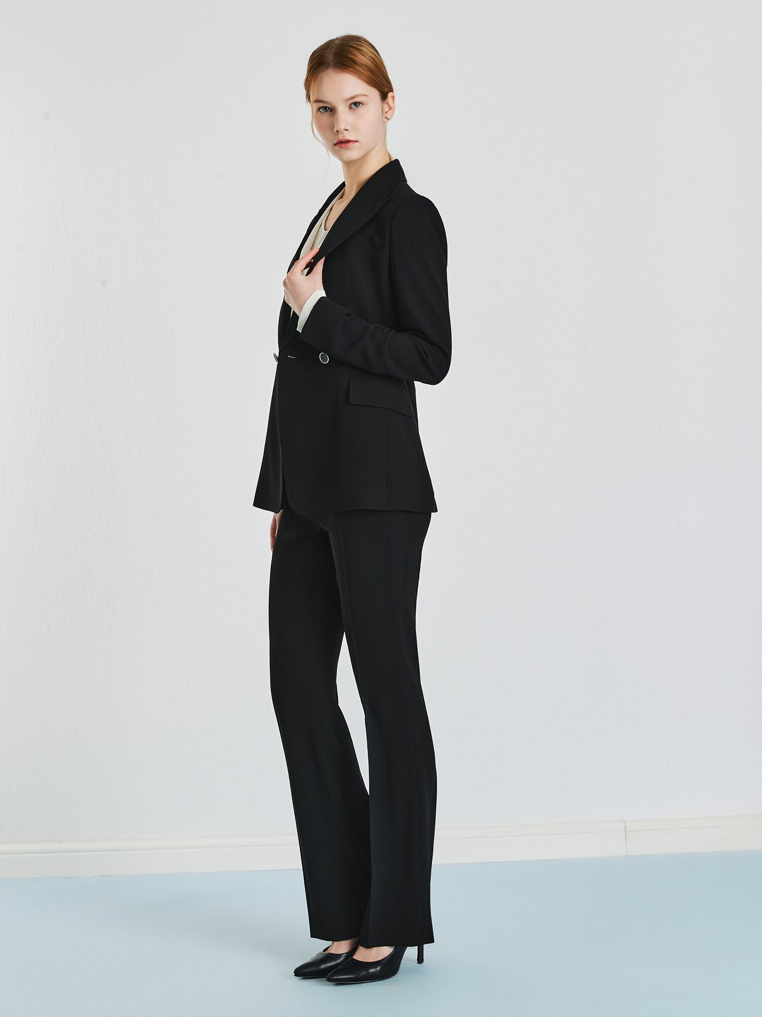 포멀 슬림 부츠컷 팬츠 (BLACK)