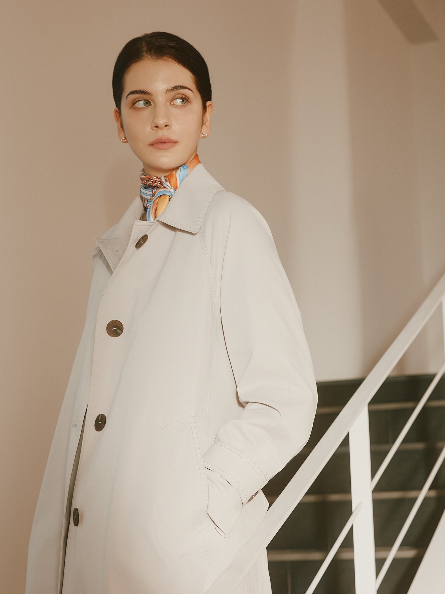 루즈핏 싱글 트렌치 코트 (LIGHT GREY)