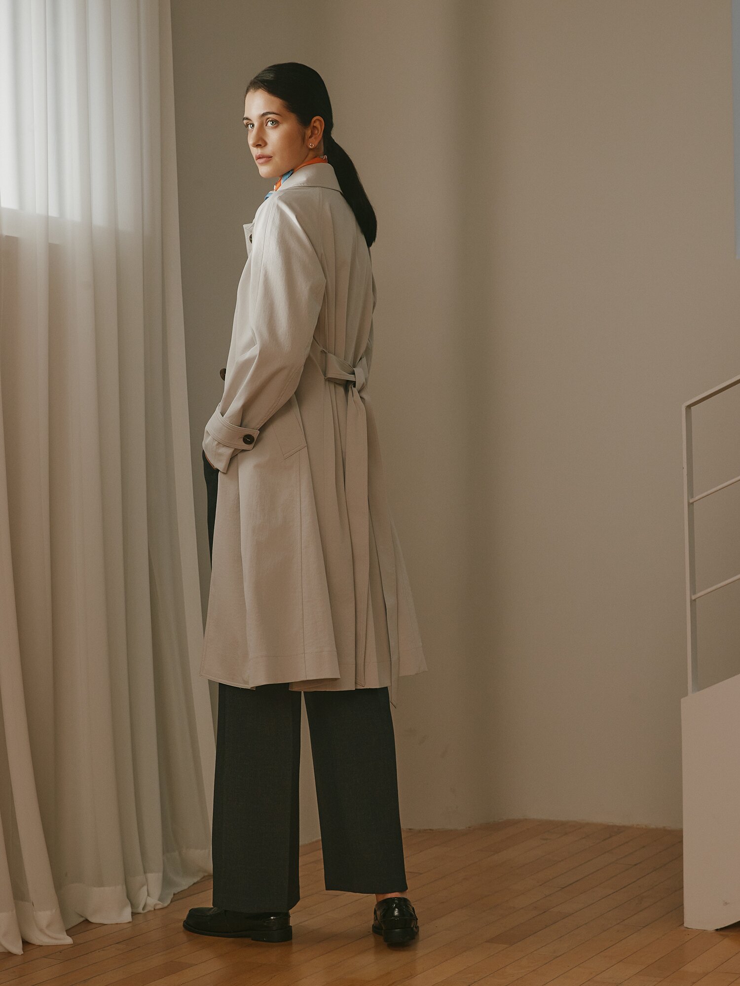 루즈핏 싱글 트렌치 코트 (LIGHT GREY)