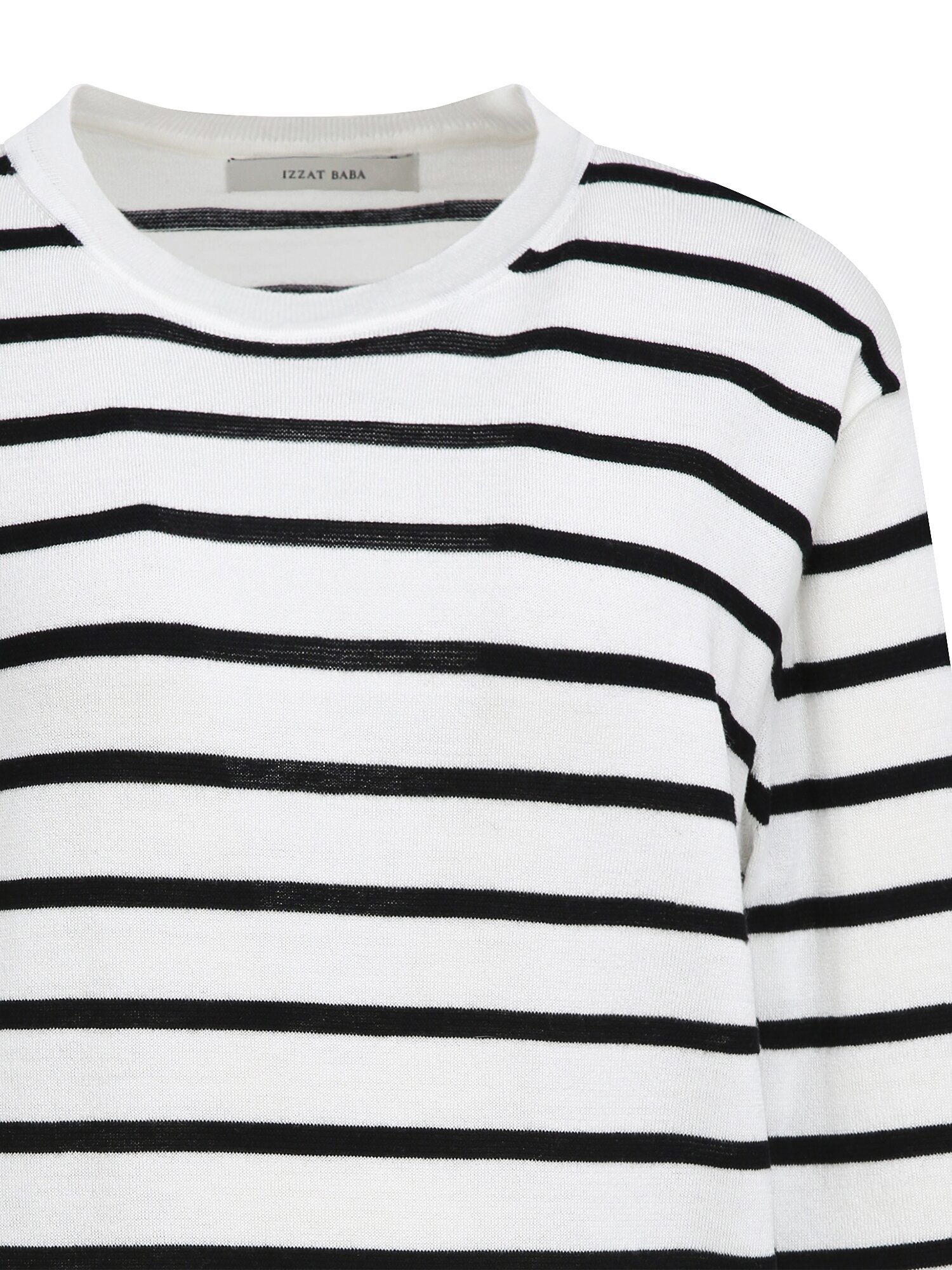 스트라이프 라운드넥 풀오버 니트 (STRIPE BLACK)
