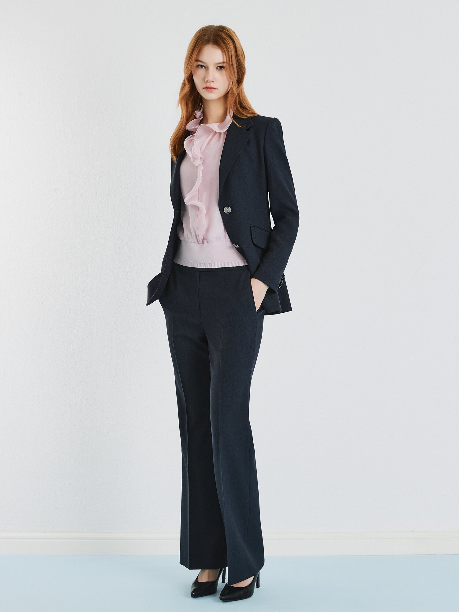 모던 멜란지 일자핏 팬츠 (MELANGE NAVY)