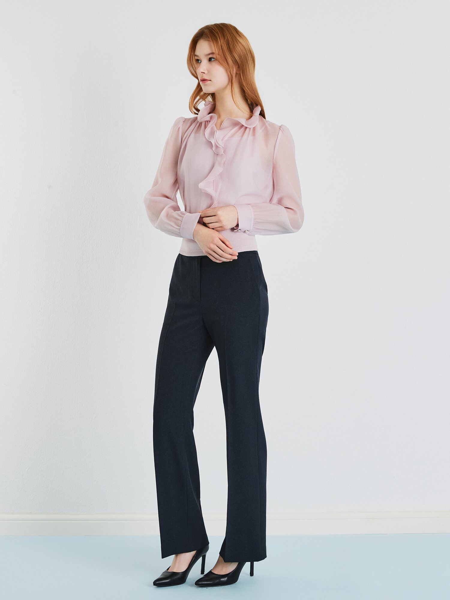 모던 멜란지 일자핏 팬츠 (MELANGE NAVY)