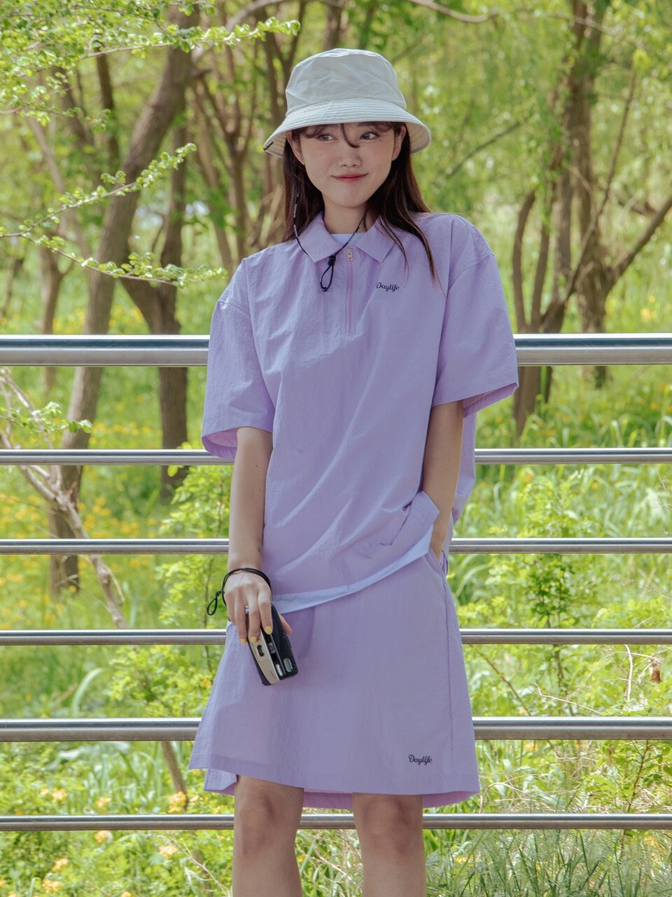나일론 미디 스커트 (퍼플)