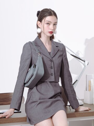 크롭 자켓 (그레이)