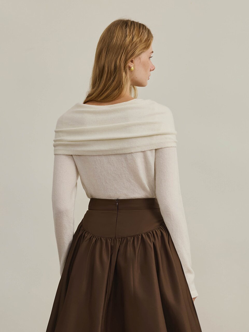 YY_Shawl lace-up wool knit