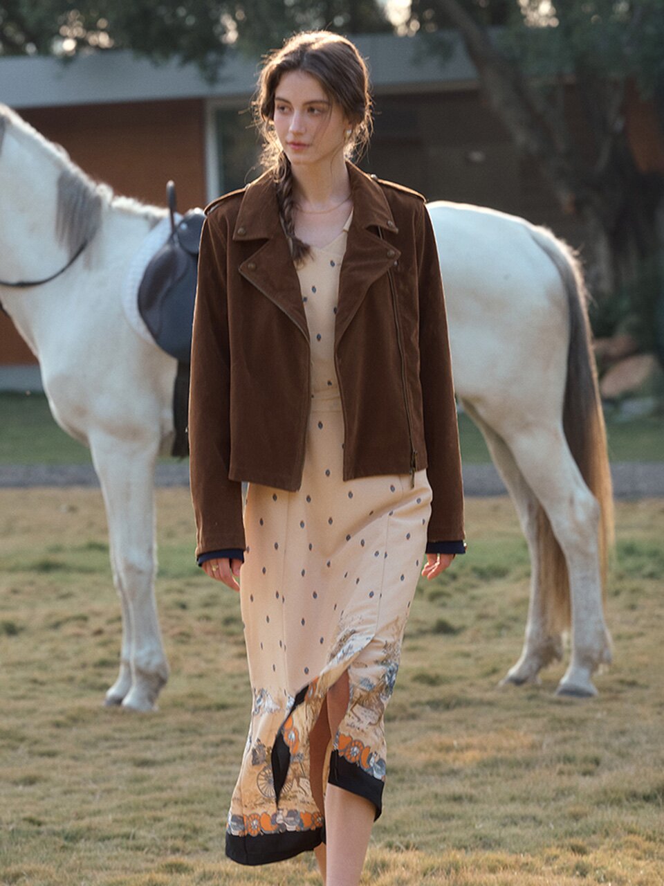 SR_Collar short suede jacket