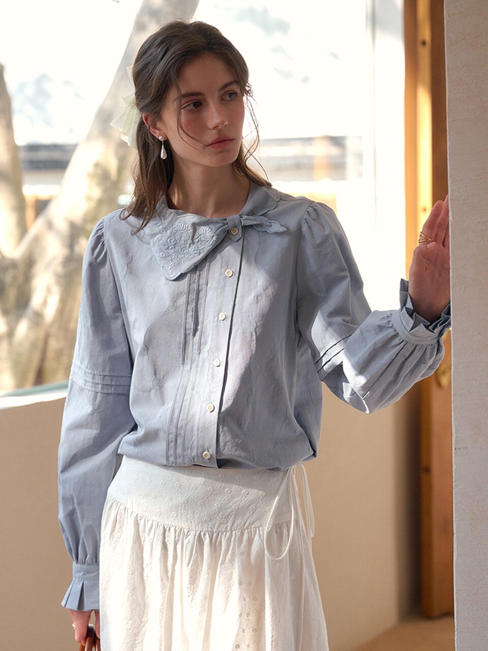 SR_Texture jacquard blouse_2color