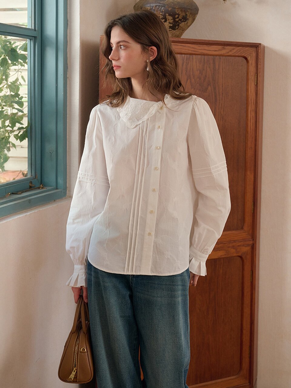 SR_Texture jacquard blouse_2color