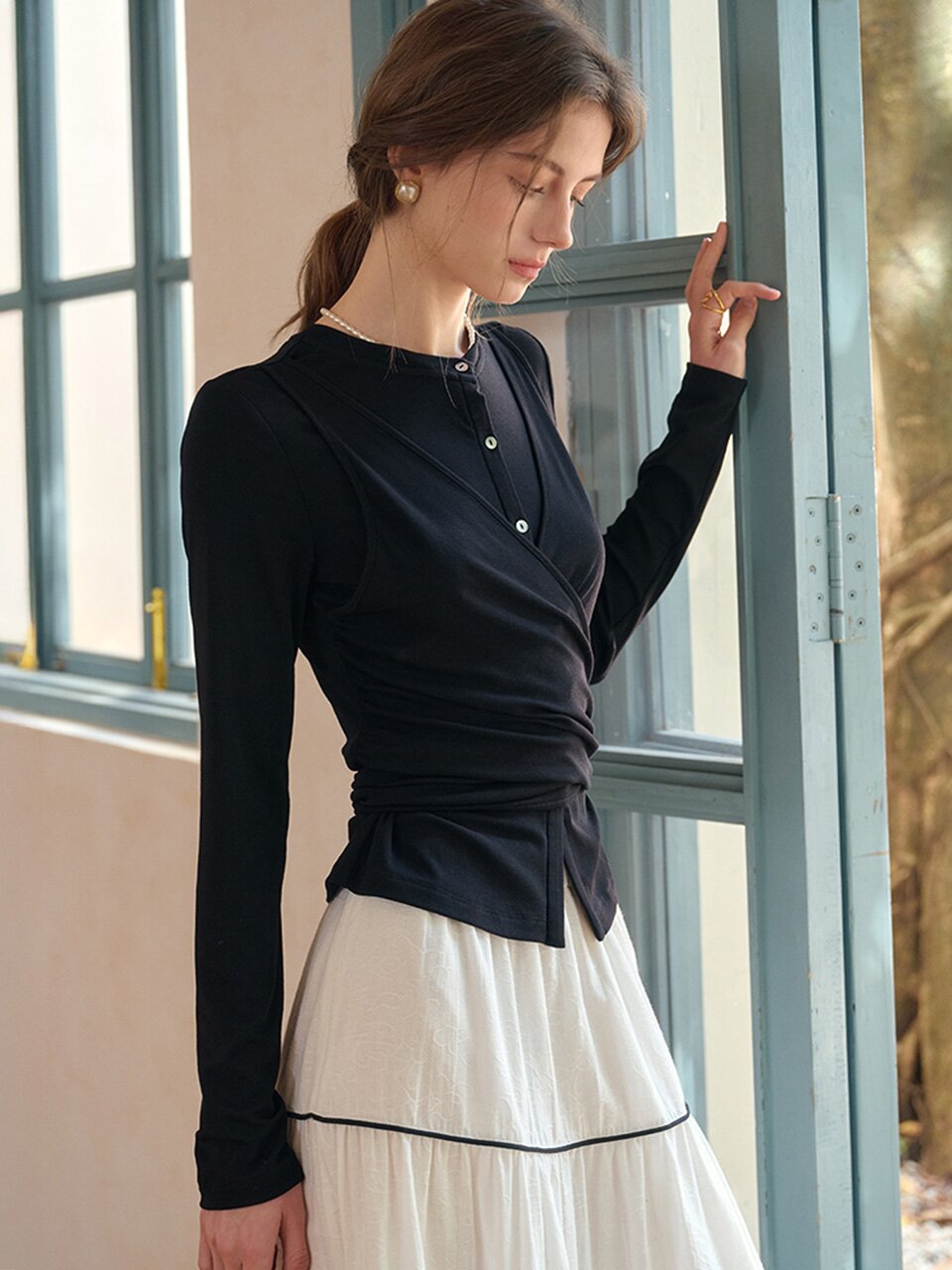SR_Strap knitted top_2color
