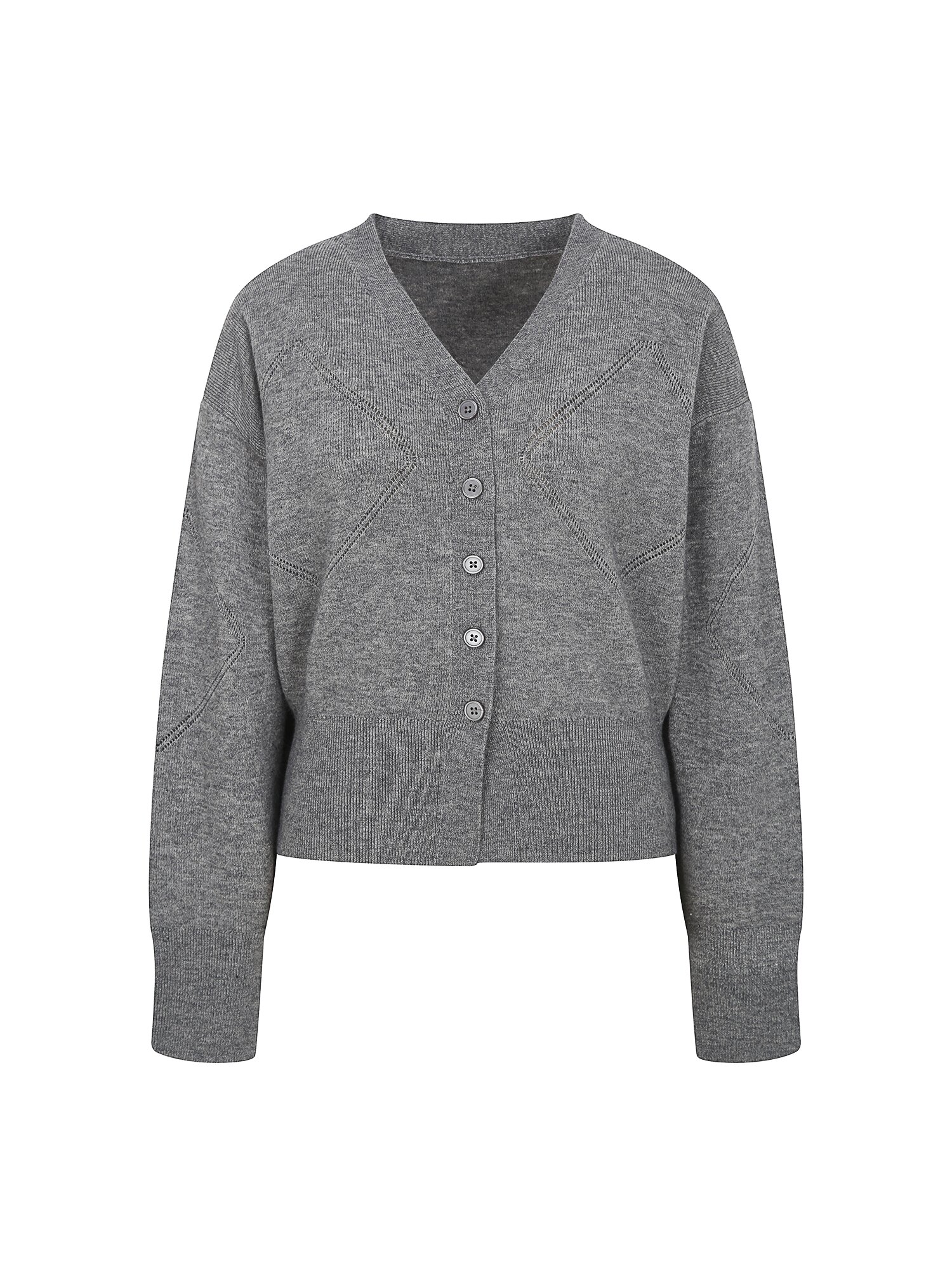 다이아 펀칭 브이넥 가디건 (GREY)
