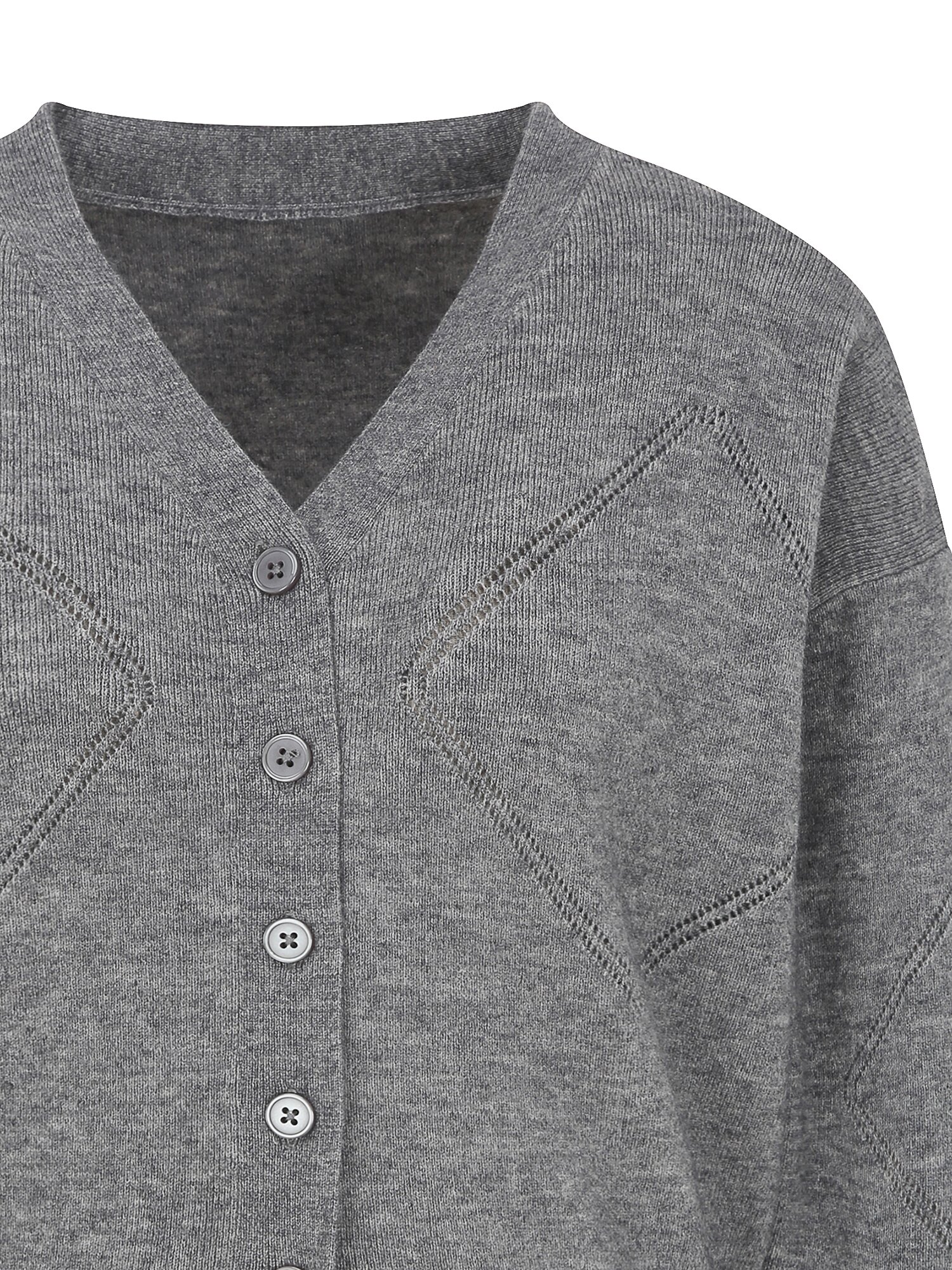 다이아 펀칭 브이넥 가디건 (GREY)