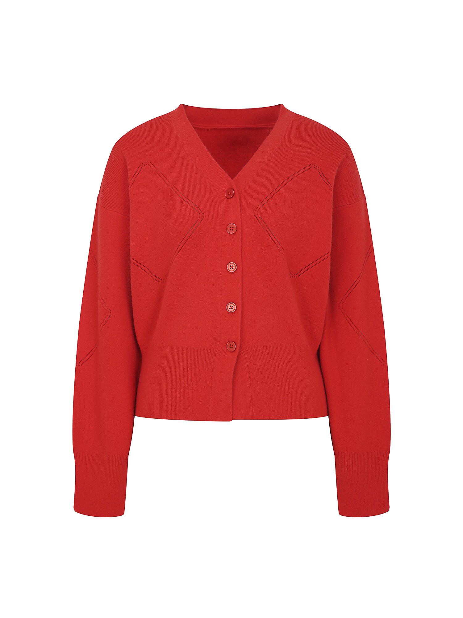 다이아 펀칭 브이넥 가디건 (RED)