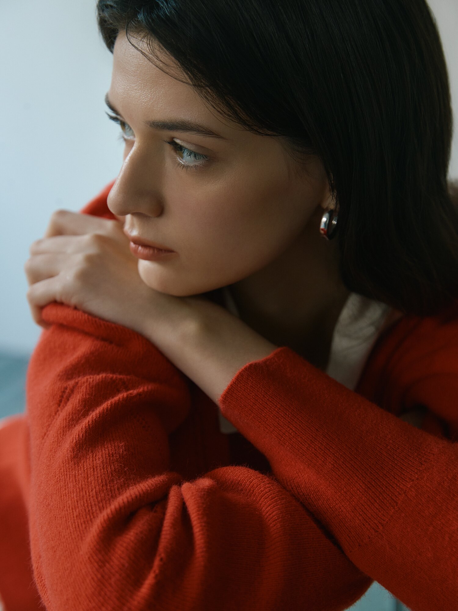 다이아 펀칭 브이넥 가디건 (RED)