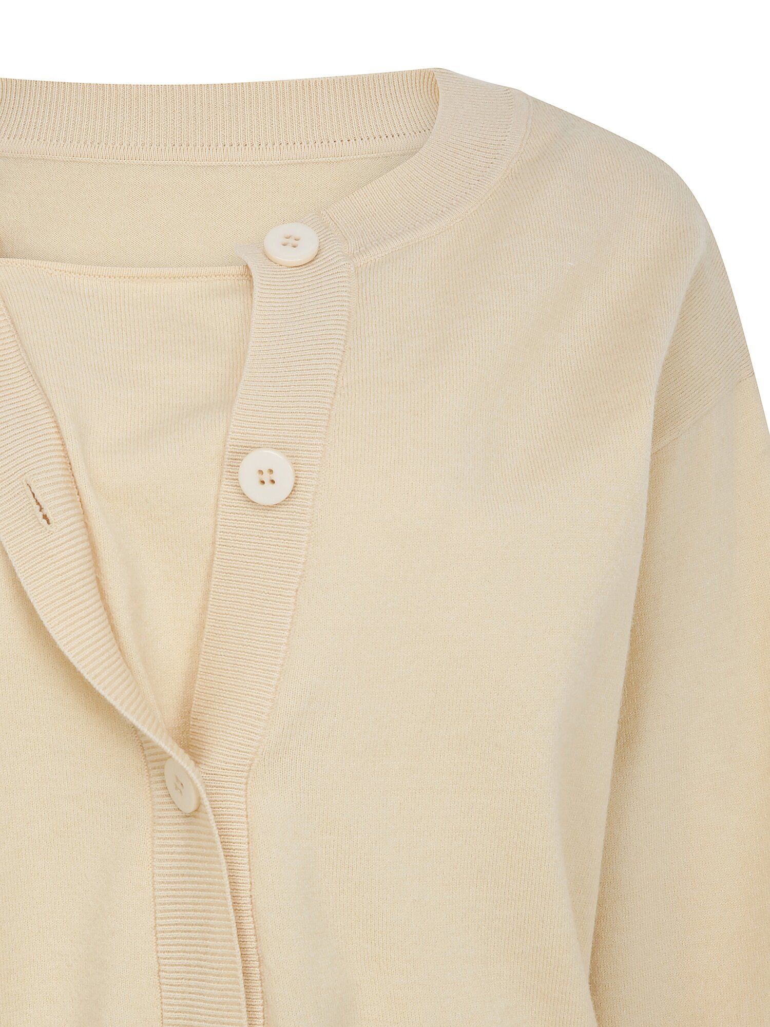 투웨이 버튼 라운드넥 풀오버 니트 (CREAM)