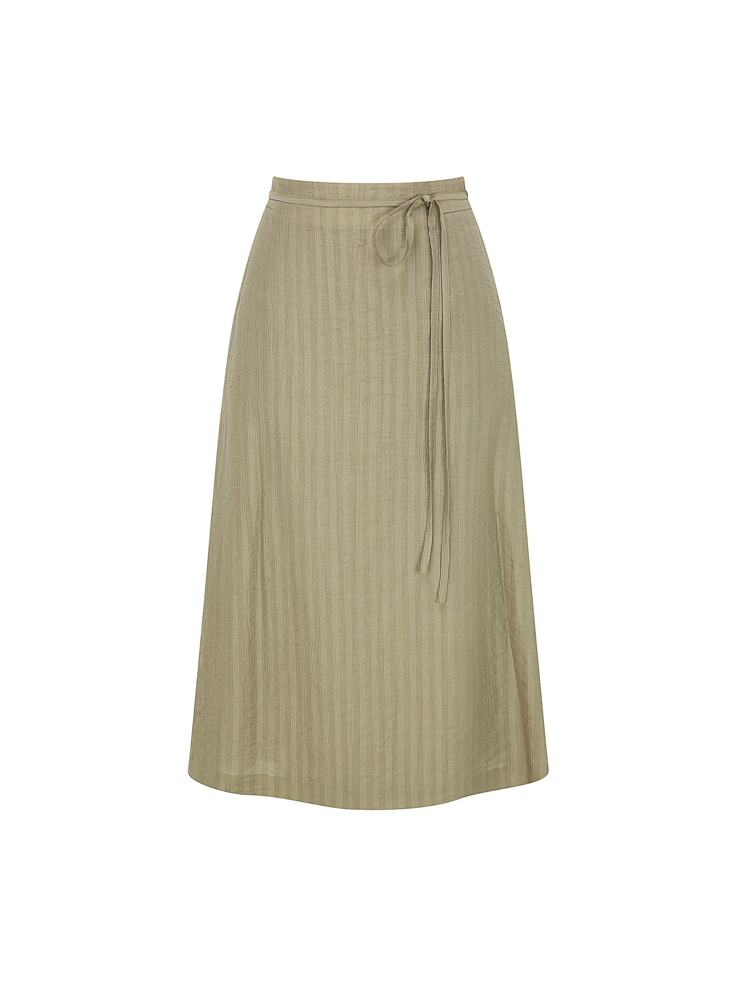 벨티드 링클 A라인 스커트 (LIGHT KHAKI)