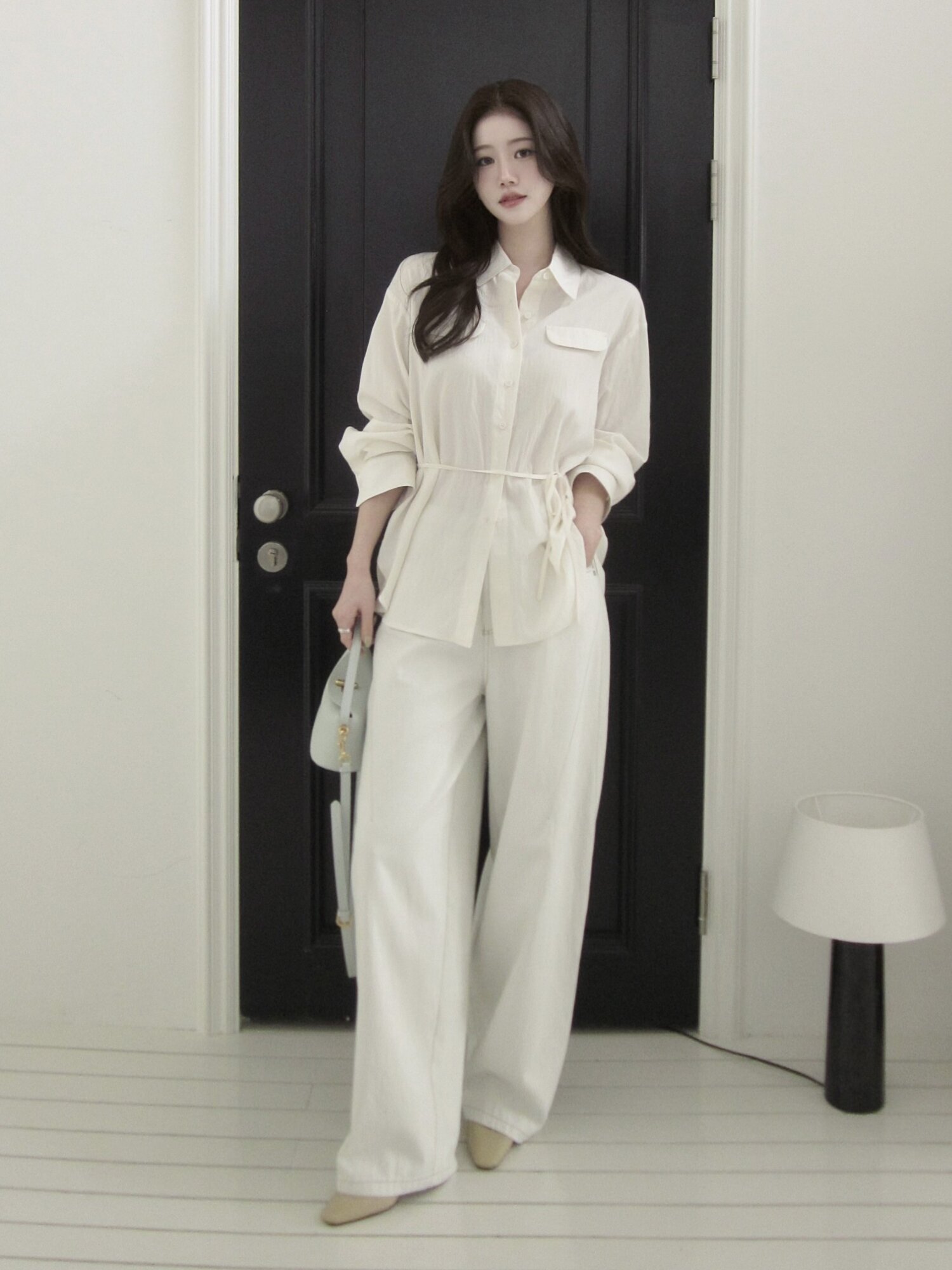 코튼 플랩 포켓 테이퍼드 팬츠 (WHITE)