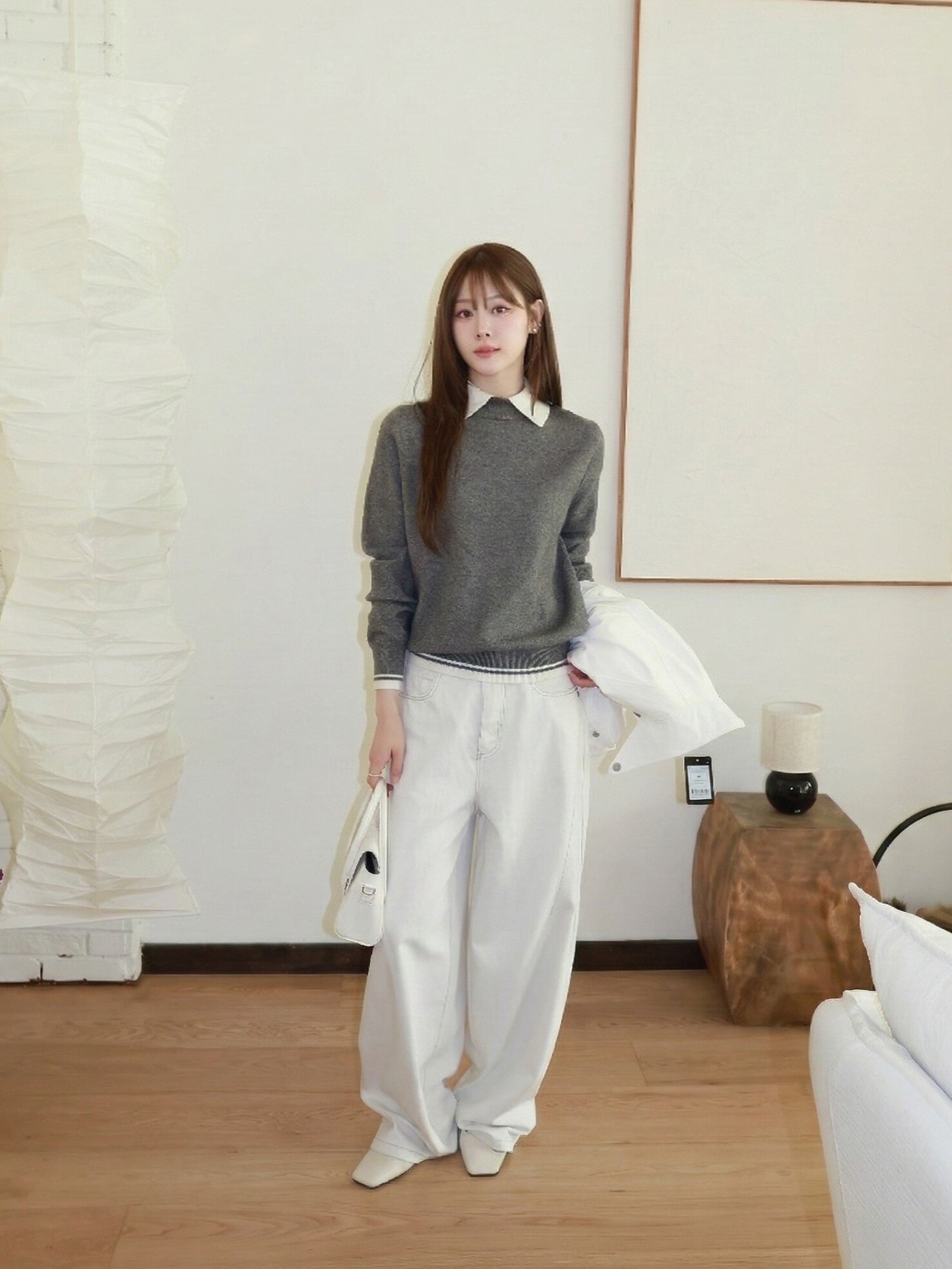 코튼 플랩 포켓 테이퍼드 팬츠 (WHITE)