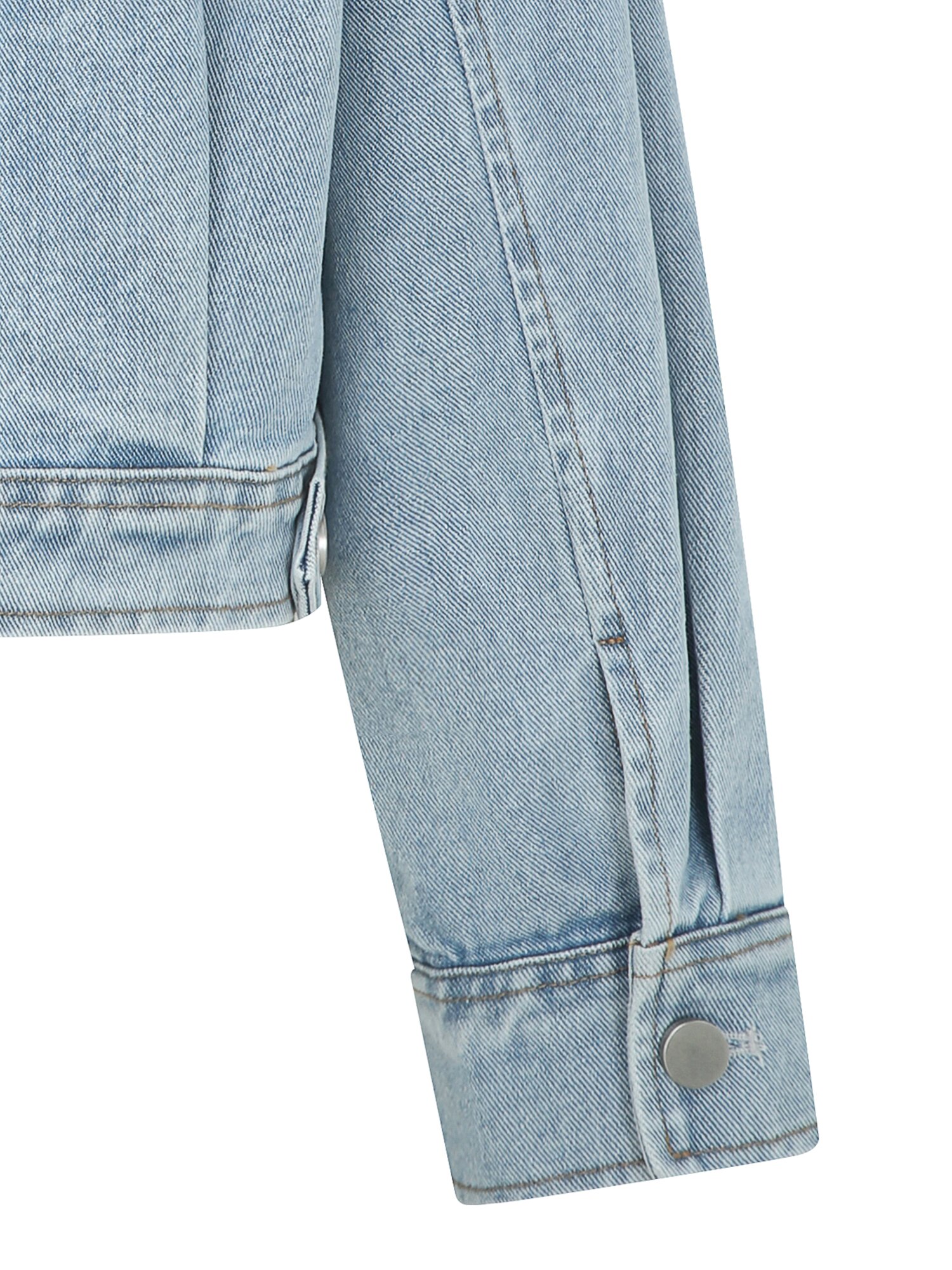 페이크 레더 배색 데님 재킷 (BLUE)